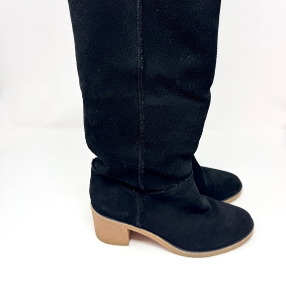UGG Kasen Tall Black Suede Sheepskin Block Heel Boots Shearling Trim size 10 - Picture 7 of 16